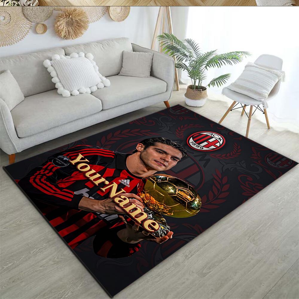 Ac Milan Customize Text Floor Rug Office Rug Perfect for Entryway Outdoor Kitchen Dining Room Anti-slip Rug Anime Office Decor