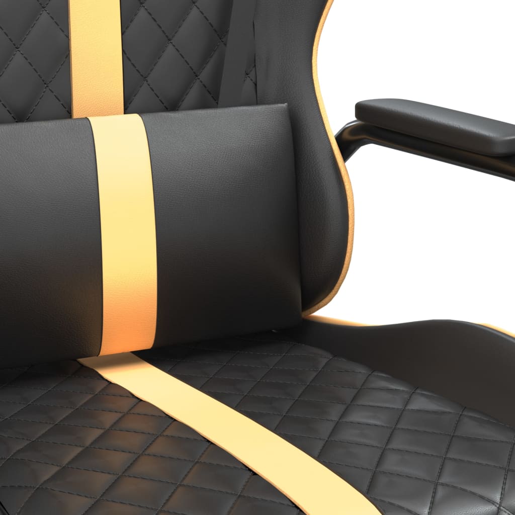 Gaming Chair In Black and Gold Synthetic Leather