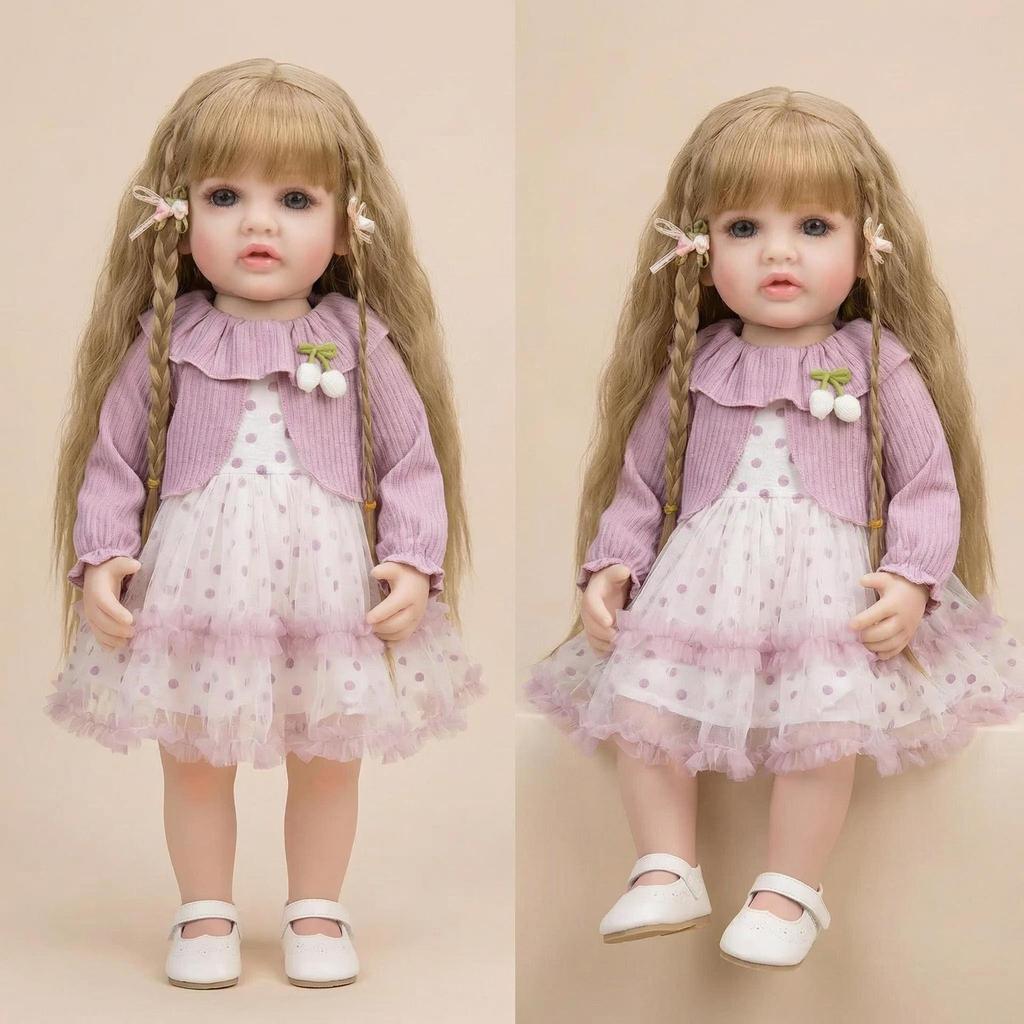 NPK 22" Hellviolettes Tuch Langärmelige Betty Reborn Puppe - Perfektes Weihnachtsgeschenk für Kinder