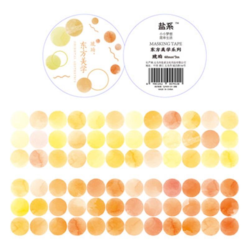 1 Roll Watercolor Polka Dot Sticker Junk Journaling Accessories Scrapbooking DIY Color Label Washi Sticker Stationery Suit
