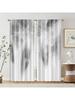 2pcs, Creative Curtains  print Gray & White Feather Print Polyester (without rod) Decorations For Home Perfect for Living