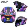 Unisex Full Face Flip-Up Motorcycle Helmet with LED Taillight, All-Season, 3C/DOT Certified