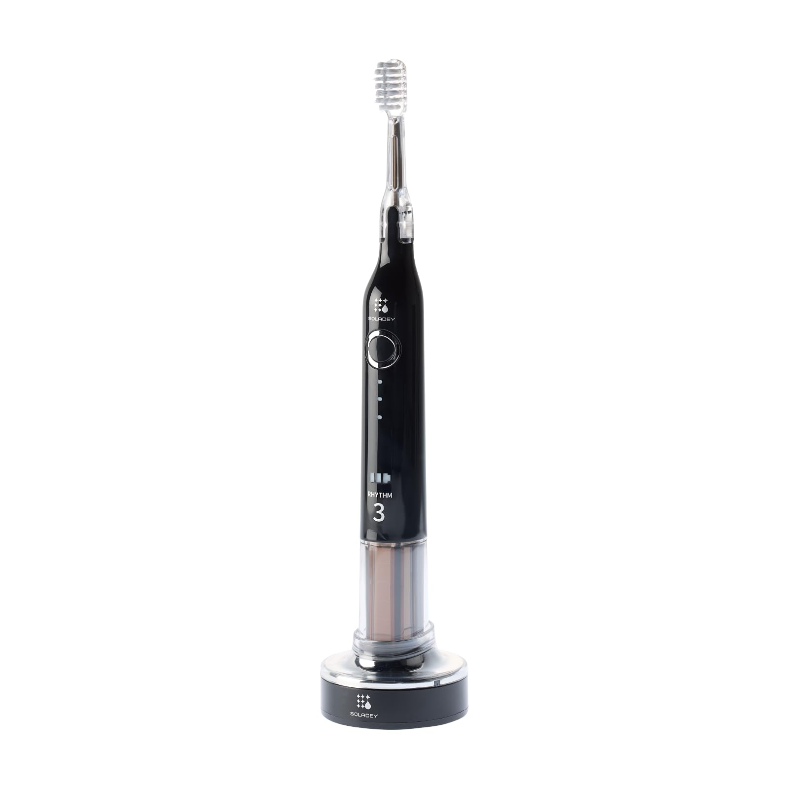 

Soladey Rhythm 3 Sonic Vibration Electric USB 3 Lightweight and TiO2 Solar IPX5 Waterproof (Piano Black) Toothbrush, Rechargeable, Modes, Compact,