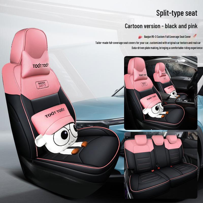 QQG Maßgefertigter Sportsitzbezug aus Leder für Baojun RS-3: Ganzjahres-Kissenpolster