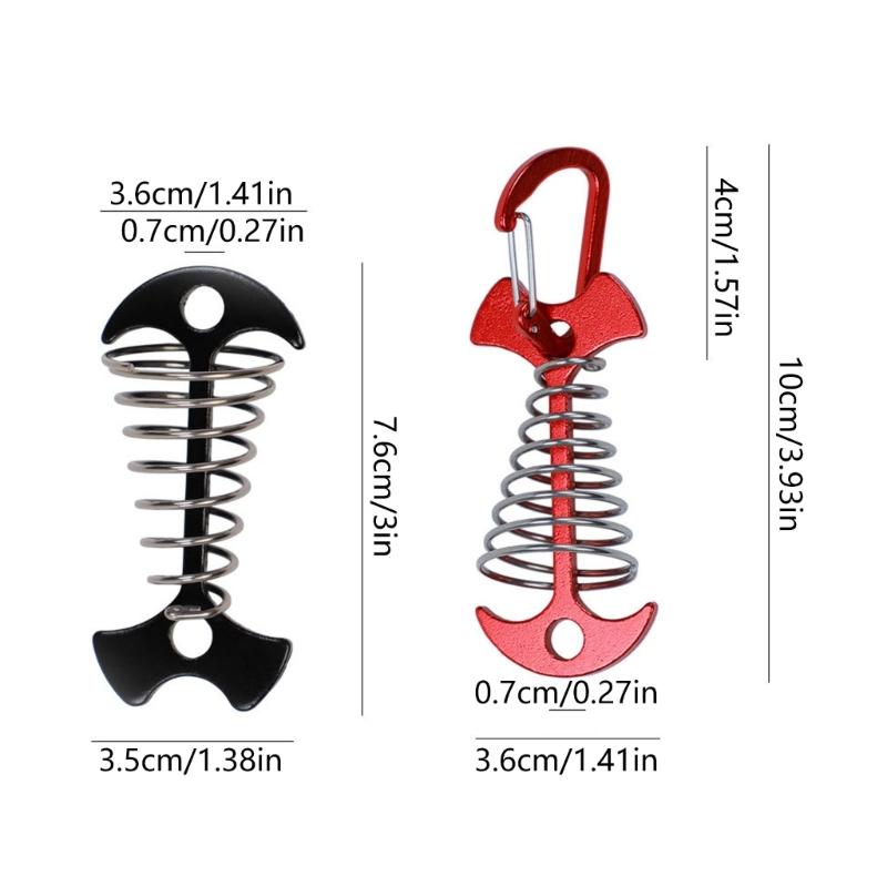 6pack Stable Aluminum Camping Stakes Deck Anchors Pegs with Carabiners for Camping Hiking Picnics and Beach Activity