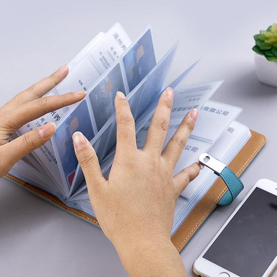 Business Card Holder 120 Card Slots Faux Leather Business Card Book Credit Card Protector for Home Office