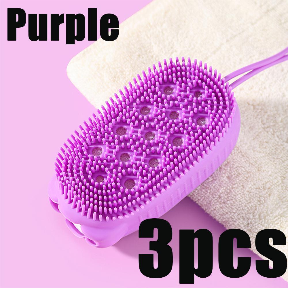 1-3pcs Shower Cleaning Bath Brushes Body Scrubber Silicone Exfoliating Scrub Bath Double-Sided Use Massager Skin Cleaning Tools