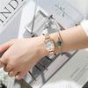 Fashion Watch & Bracelet Set Women Square Watch Luxury Quartz Clock Magnet Buckle Gradient Color Watches Gift for Her