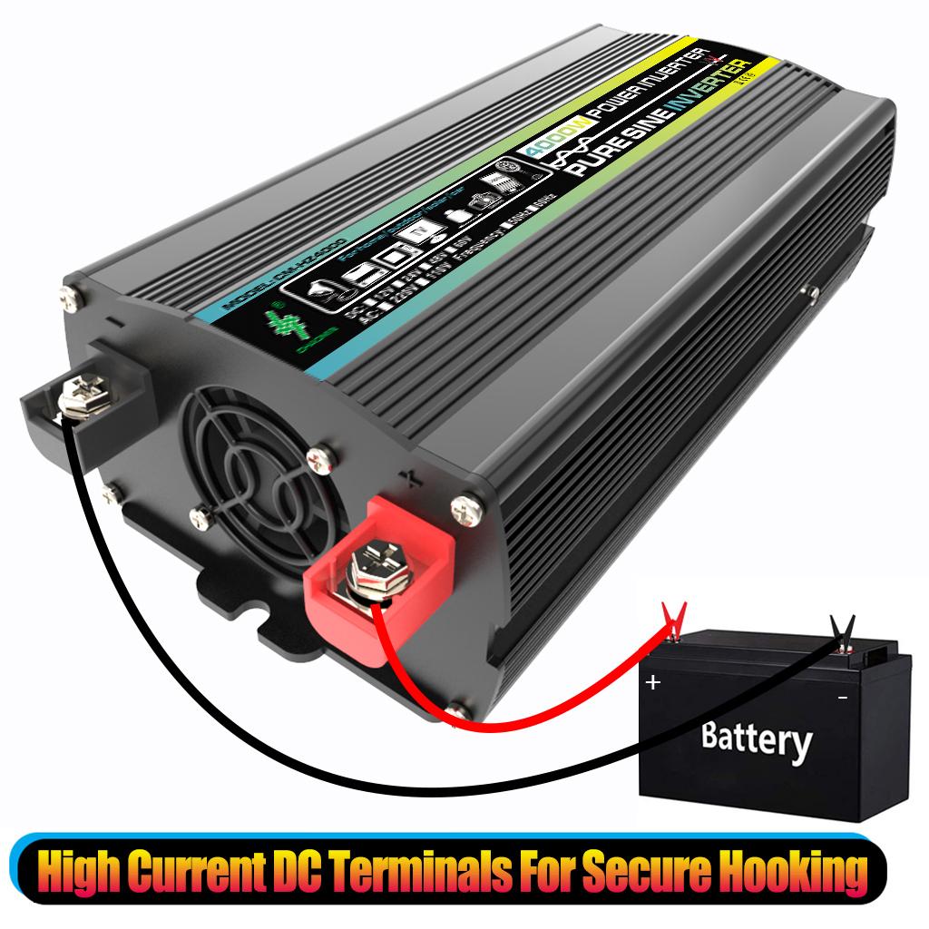 4000W Dual USB Solar Power Inverter 12V To 220V Car Power Inverter Charger Converter Adapter Modified Sine Wave Transformer Kit