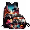 Trendy Popular Novelty game pad 3D Printed 3pcs/Set student School Bags Travel Notebook Backpack Crossbody Lunch bag Pencil Case