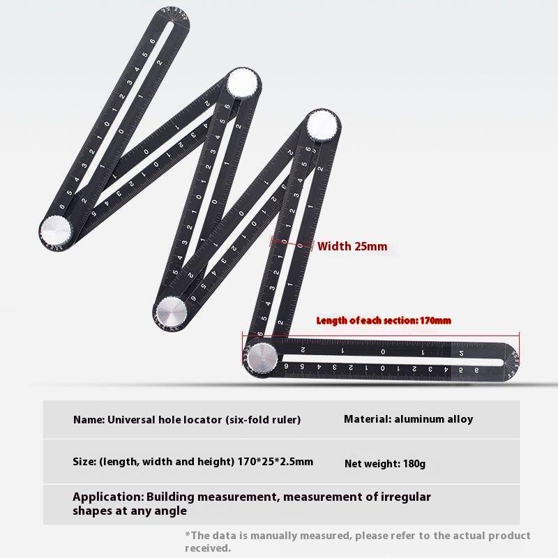 Six-fold Ruler Multifunctional Universal Folding Ruler Tile Opening Positioner Hexagonal Woodworking Rulers