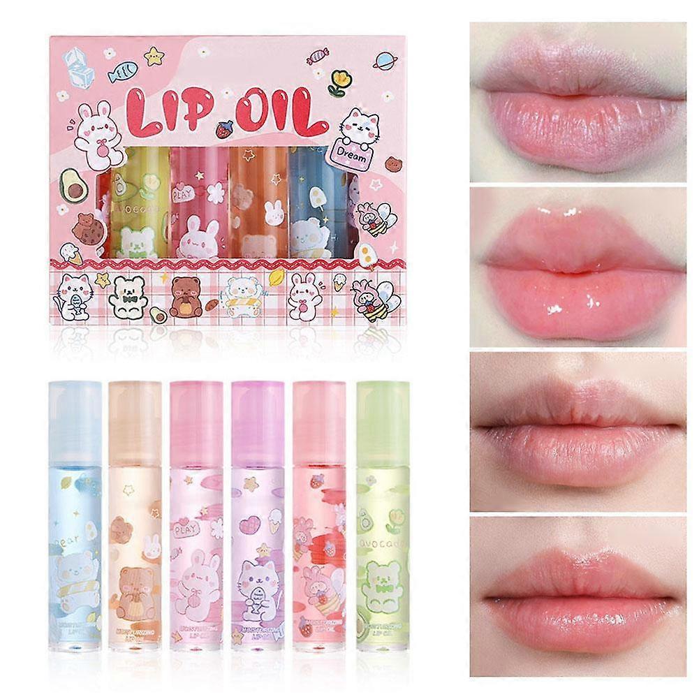 6 Pcs Lip Oil Set Sexy Colour Hydrating Moisturise Lip Glossy Oil Sweet