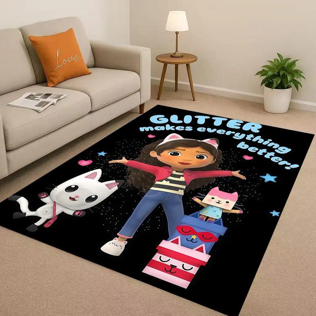 HD Cute Gabbys Dollhouse Cartoon Girl Living Room Non-Slip Area Rug Soft Carpet for Bedroom Playroom and Sofa,Home Decor Doormat
