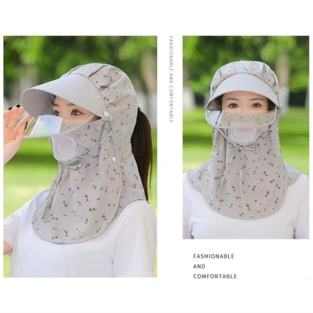 Floral Print Women Fisherman Hat Big Brim Picking Tea Hat Fashion Face Covering Sunhat  Face Shield