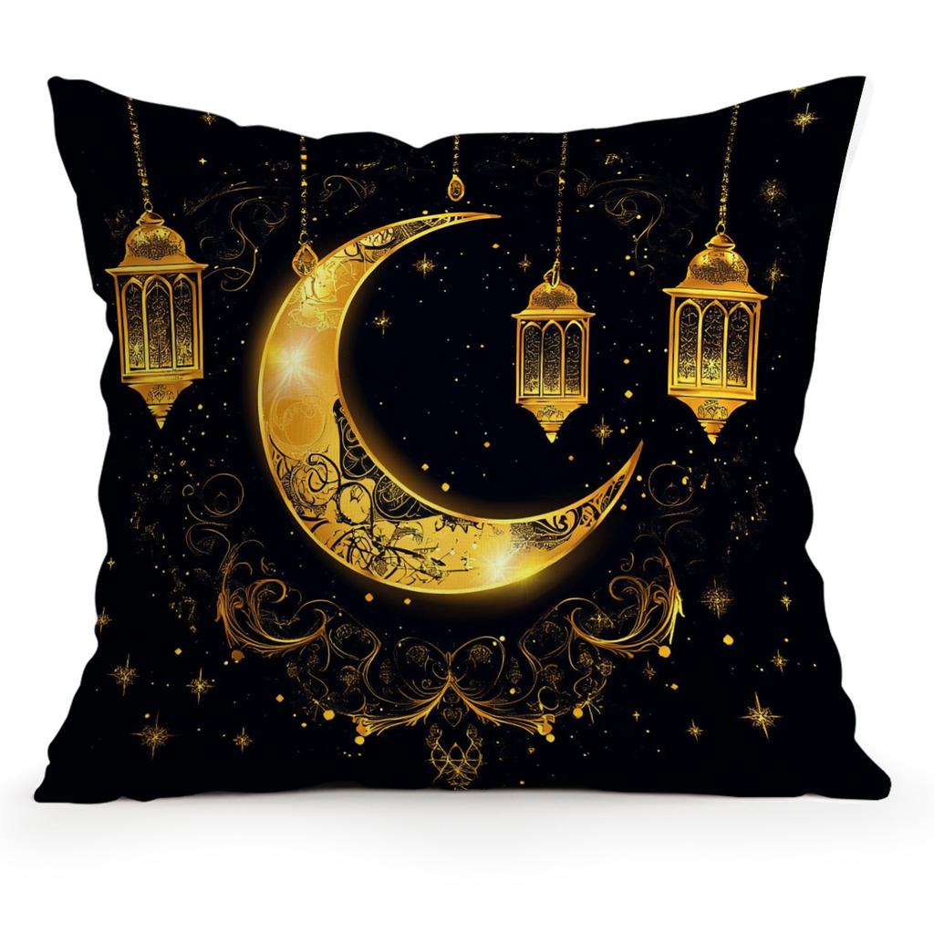 Golden Crescent During Ramadan Pillowcase Bedroom Sofa Cushion Cover 100% Polyester Living Room Cushion Pillowcase Home Decor
