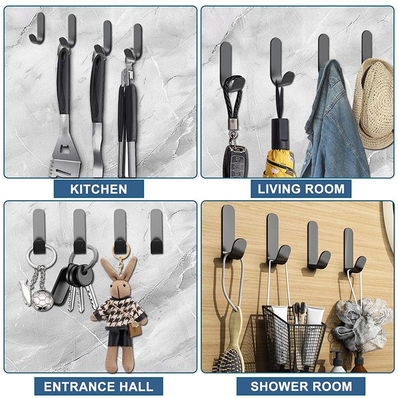 2/10pcs Adhesive Hooks Metal Stainless Steel Wall Hooks Hardware Multi-Purpose Hanger Hook for Bathroom Kitchen Accessory
