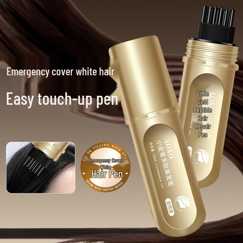 AOXO Little Gold Tube Peptide Hair Dye Comb: Plant-Based, Disposable White Hair Coverage and Styling, Gentle on Hair.