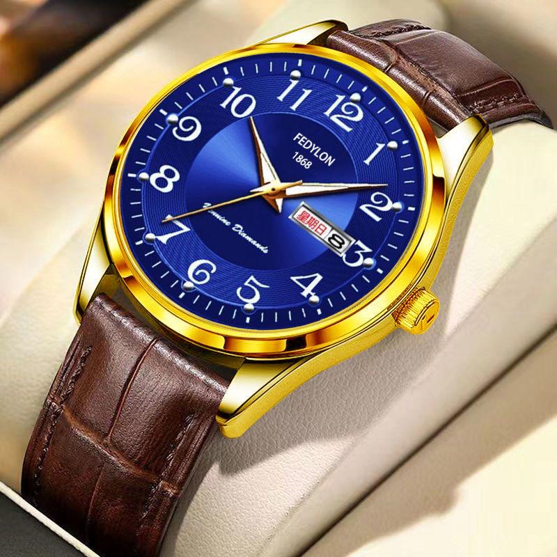 Ceas cu Mișcare Quartz Complet Automată pentru Bărbați, Luminos, Calendar, Rezistent la Apă, Ceas de Afaceri din Oțel pentru Persoane de Vârstă Mijlocie și Vârstnice