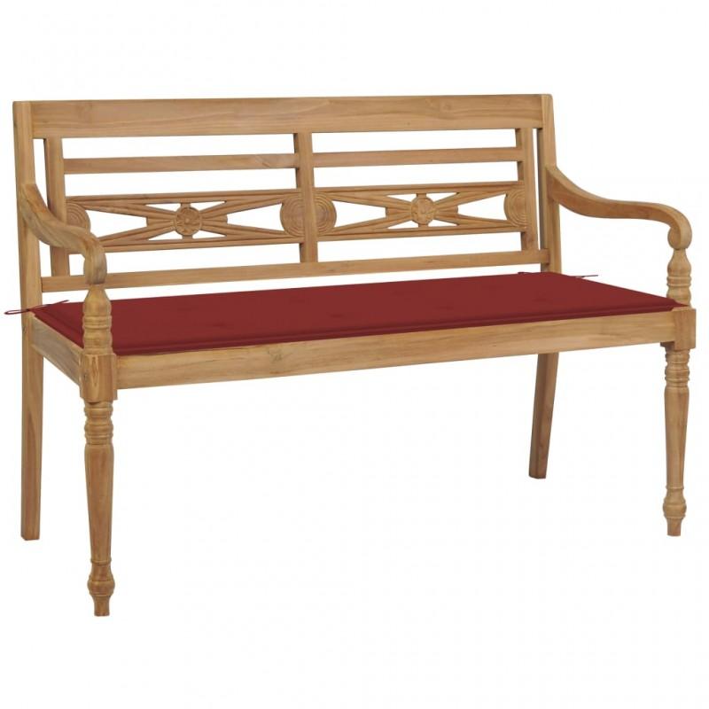 Day and Night - Day and Night Batavia Bench Solid Teak Wood with Red Cushion 120 Cm