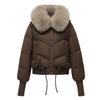 Short cotton-padded clothes, large fur collar cotton-padded jackets, winter new cold-proof and sweet cotton-padded clothes, women's thickened warm wo
