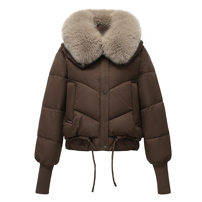 Short cotton-padded clothes, large fur collar cotton-padded jackets, winter new cold-proof and sweet cotton-padded clothes, women's thickened warm wo