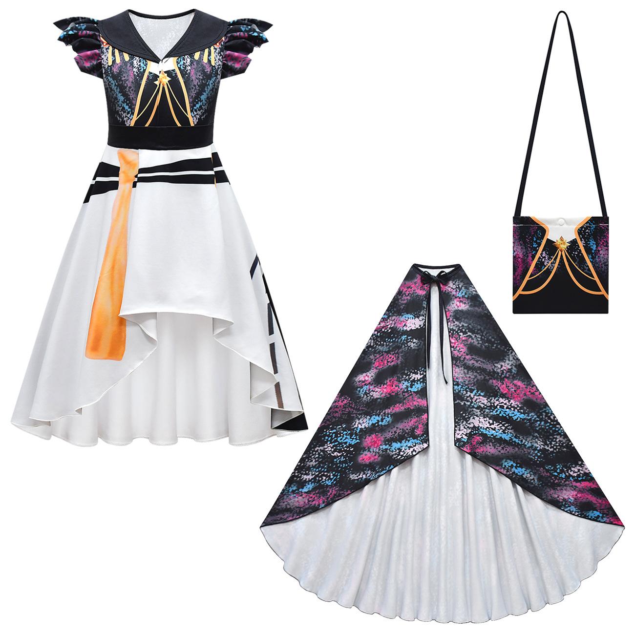 

Детский Девочки Аниме Мультяшный Руми Мира Зои Принт Платье Сумка Накидка Комплект Наряд Рождество Ролевая Игра Хэллоуин Косплей Костюм 160cm