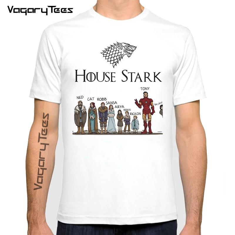New House stark Print Casual Funny T shirt Summer man short sleeve tshirt men Funny Graphic Tshirt S