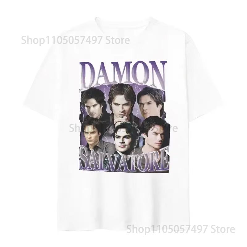 Damon Salvatore Ian Somerhalder Tv Show Tshirt For Women Summer Tops Tshirts Oneck Women Clothing Streetwear Female T Shirt