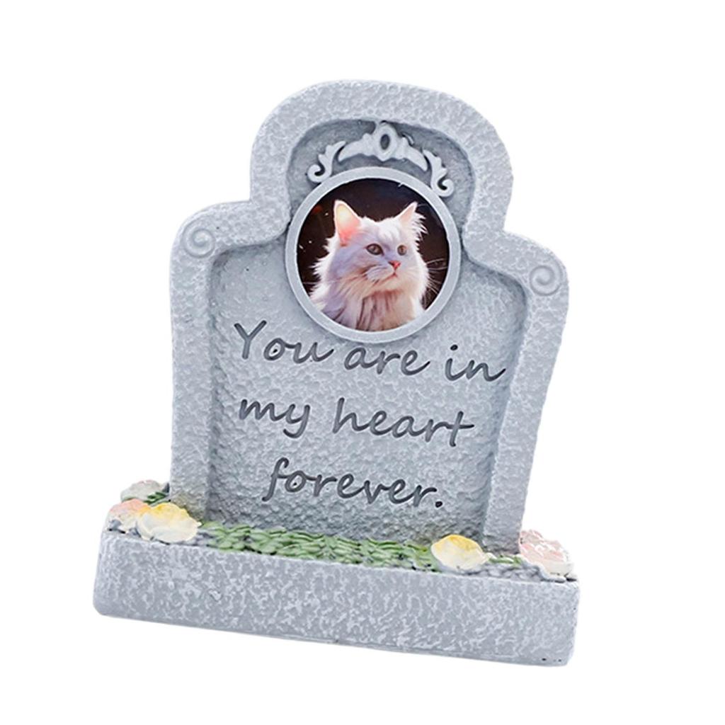 Memorial Monument for Pet Pet Tombstones Resin Weatherproof Pet Grave Marker Cat Memorial Headstone for Patio Outside Yard