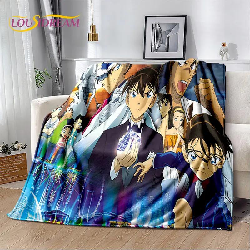 Detektyw Conan Cartoon Anime miękki pluszowy koc, flanelowy koc rzut koc do salonu sypialnia kanapa z funkcją spania narzuta na piknik 3D