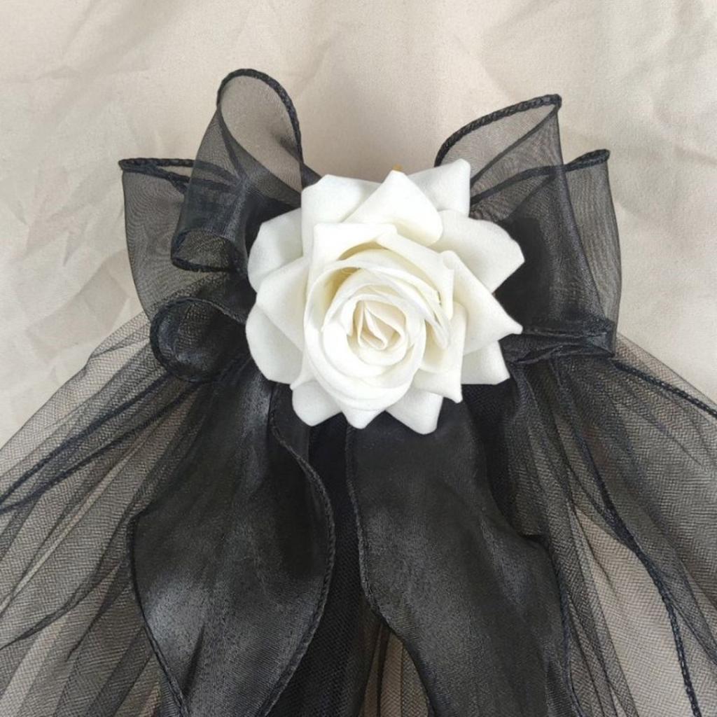 Dark Veil Flower Veils Head Covering Wedding Hair Accessories Black Wedding Veil Headscarf Mantilla Black Veil