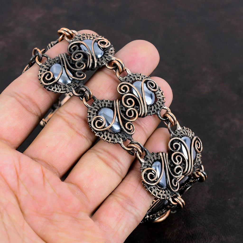 Shungit Armband Kupferdraht gewickelt Armband verstellbare Kette Armband einzigartige Kupferdraht Schmuck handgemachte Edelstein Armband Geschenke für Sie