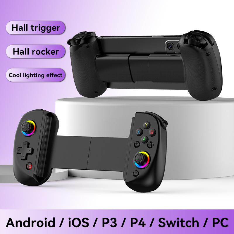 D8 Telescopic Bluetooth Gaming Handle with RGB Glow & Vibration