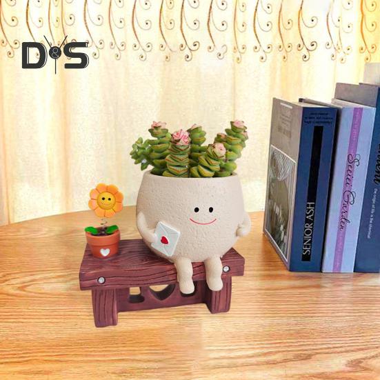 Slunečnice Květináč s úsměvem na tváři Květináč Pryskyřice Kreslená hlava Květináč Vnitřní Venkovní Kaktus Sukulentní rostliny Nádoba Domov Balkon Zahradní dekorace