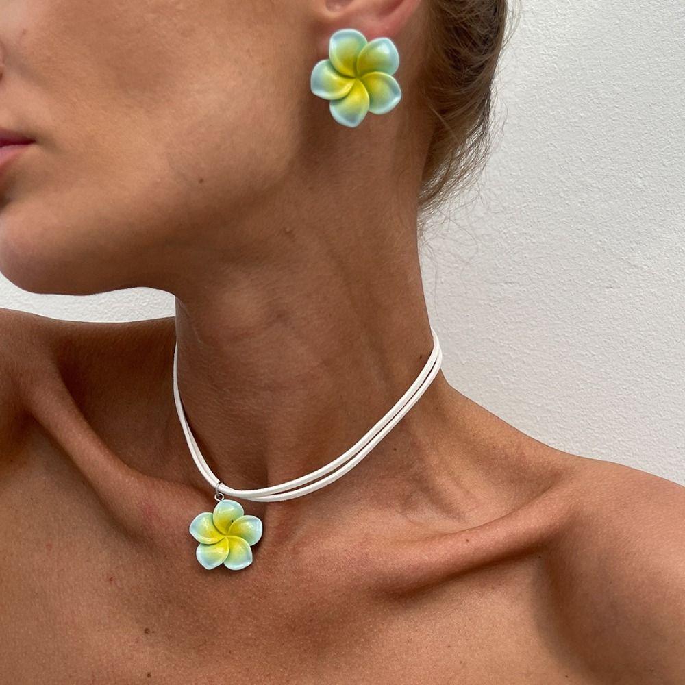 Egg Flower Earrings Necklaces Jewelry Set Bohemia Bohemia Style Jewelry  Party