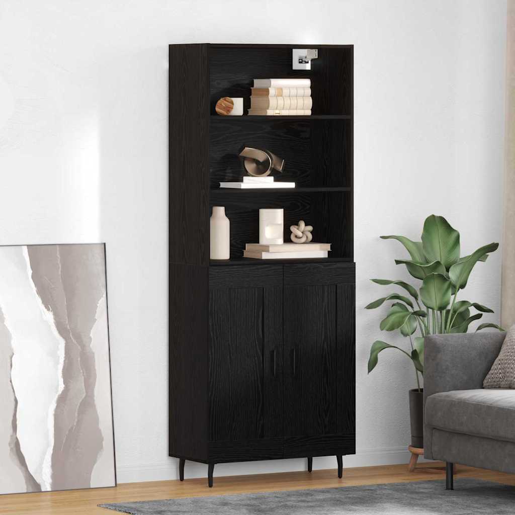 Highboard in Black Oak Look 69.5 x 34 x 180 cm