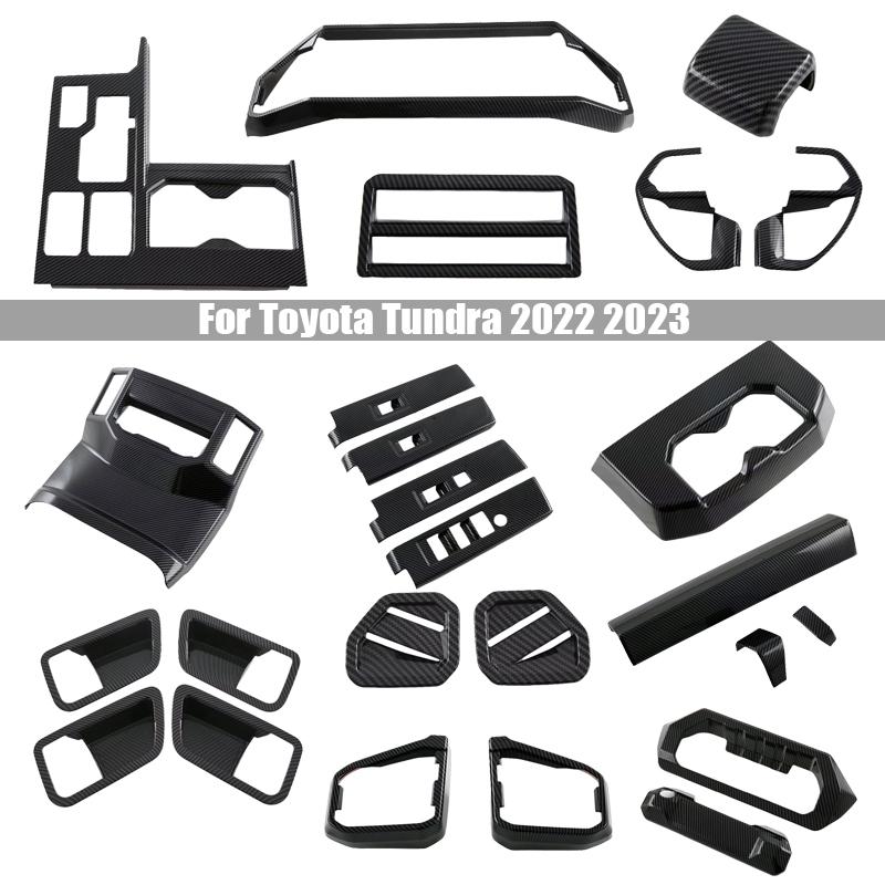 Für Toyota Tundra 2022 2023 ABS Karbonfaser-Stil Glashebe-Rahmenabdeckung Dekorativer Aufkleber Innenraum-Modifikation