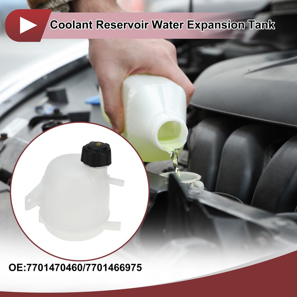 UXCELL Engine Coolant Reservoir Water Expansion Tank for RENAULT CLIO MK2 1998-2012 Coolant Bottle with Cap No.7701470460 Fuel Tank Caps3