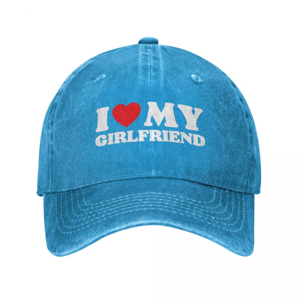 Vintage I Love My Girlfriend Baseball Caps for Unisex Women Distressed Washed Sun Cap Outdoor Running Golf Caps Hat