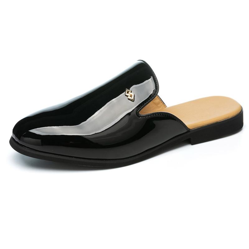 

Роскошные дизайнерские мужские полуботинки из глянцевой лакированной кожи, мужские мюли, сандалии, повседневная обувь, шлепанцы, лоферы с ремешком-монком, тапочки 38