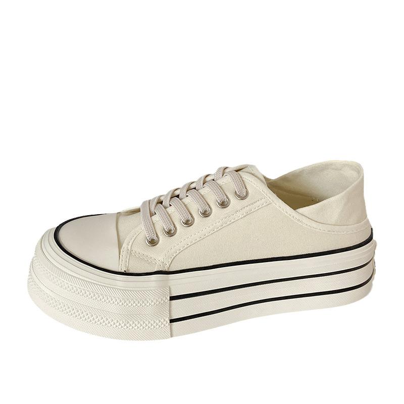 

HY-1257 бесплатная пара шнурков/толстая подошва с круглой головкой, две пары белых туфель на резинке, женские летние тонкие универсальные парусиновые туфли 35 бежевый