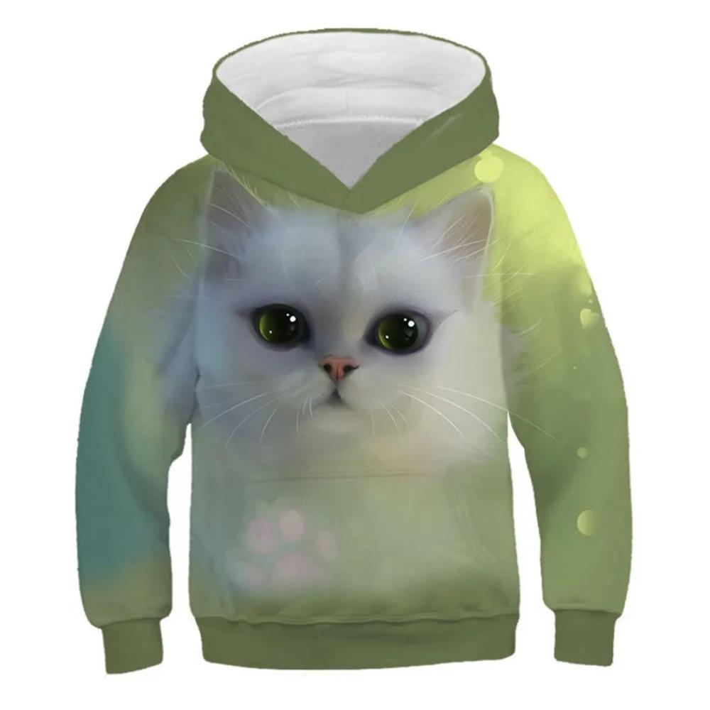 New Boys Girls 3d Animal Print Sweatshirt Kids Cartoon Wacky Fuzzy Cat Explore Space Galaxy Children Harajuku Hoodies Tops