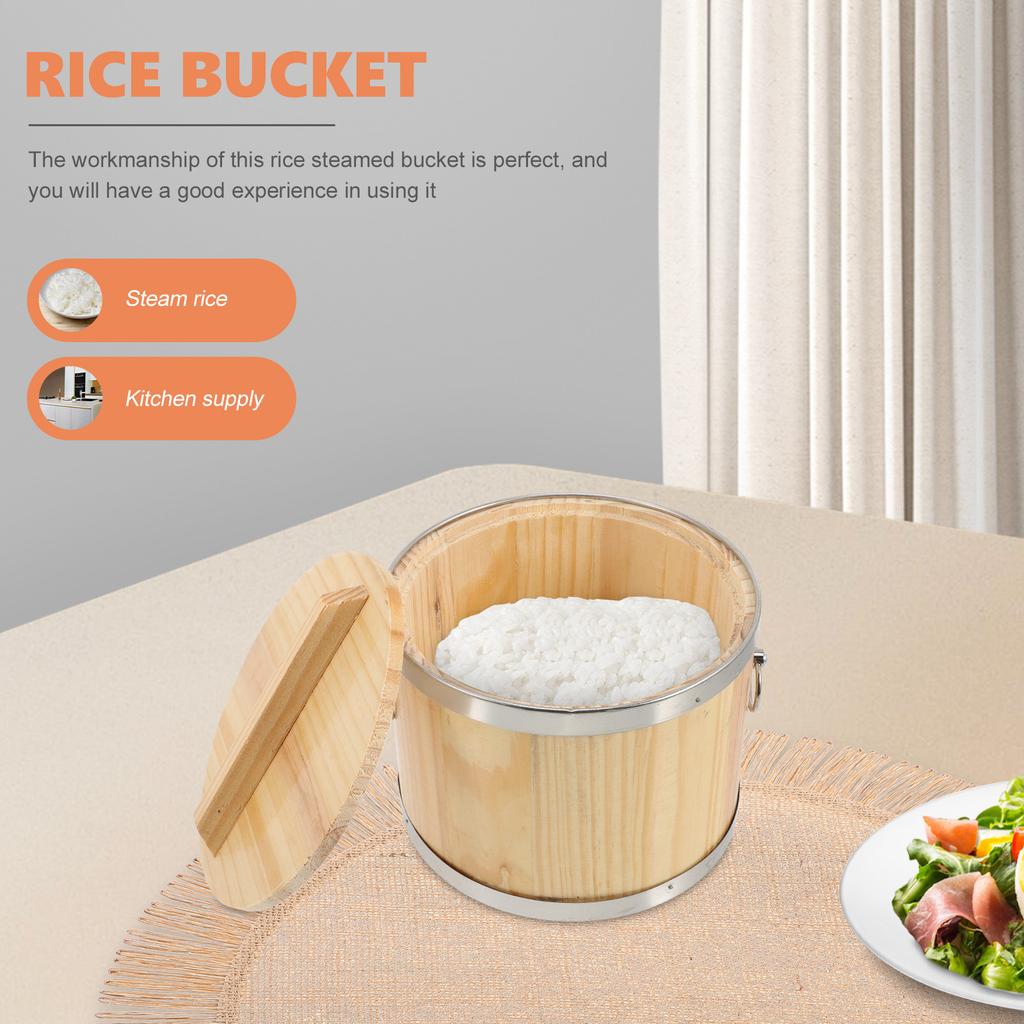 Secchio Rotondo in Legno per Riso Contenitore per Sushi Barile per Riso Cotto Contenitore Leggero per Alimenti Accessorio da Cucina