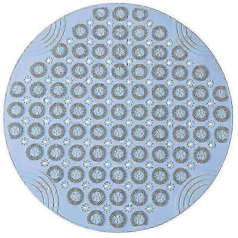 Blue Bathroom Mat Anti-slip Sucker Round Silicone Bathing Rugs Soft Shower Carpet Solid Color Foot Massage Pad Bathtub Bath Mat