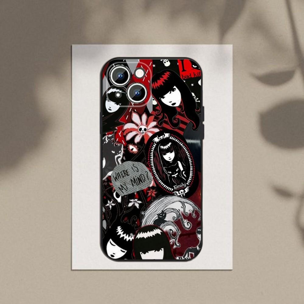 E-Emily The Strange Phone Case For Apple iPhone 15,14,13,12,11,XS,XR,X,8,7,Pro,Max,Plus,mini Silicone Black Cover