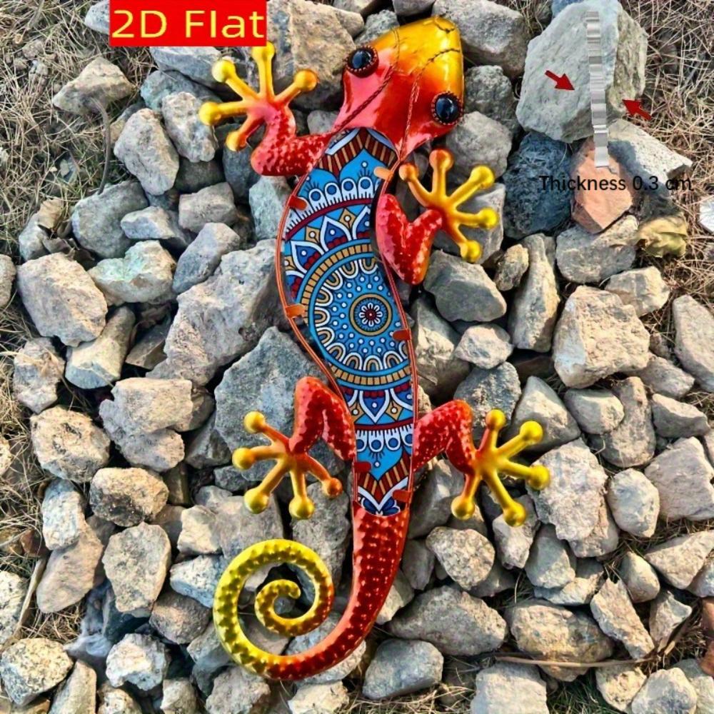 2D Orange Acrylic Lizard Gecko Hanging Decor,No Power Needed,Indoor Outdoor Ornament for Yard Lawn Bedroom Living Room Office Fence,Holiday Decoration