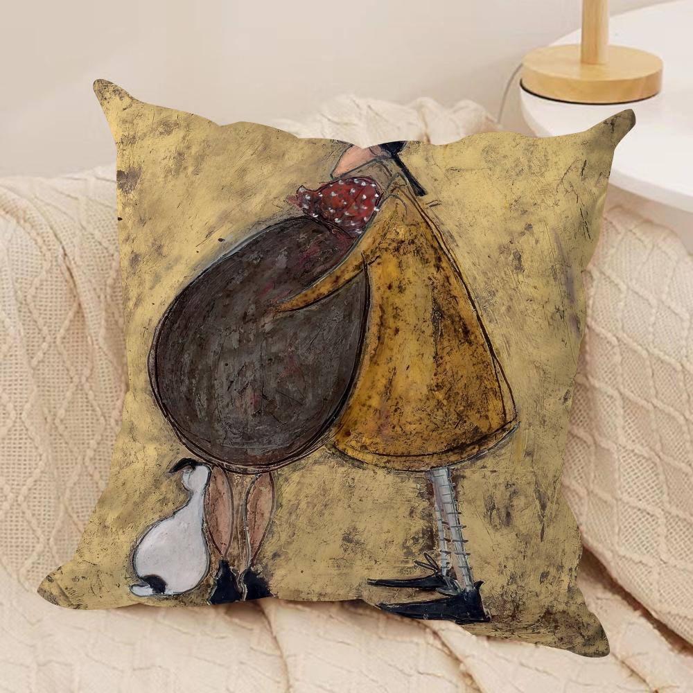Copricuscino Retro S-Sam Toft Art Peluche Corto Setoso Cerniera Invisibile Antipolvere Federa per Cuscino da Divano per Decorazione Domestica