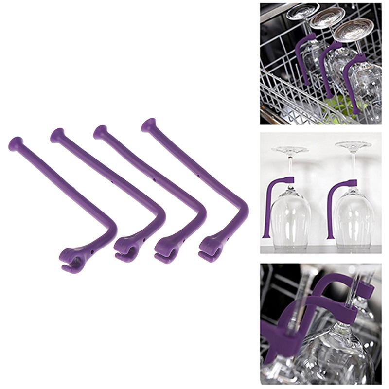 4Pcs Silicone Goblet Holder Dishwasher Bracket Wine Glass Rack Bar Kitchen Tool