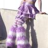Furry Plush Christmas Leg Gaiters Striped Leg Sleeves for Adult Festival Gathering Night Club Stage Show Leg Warmers
