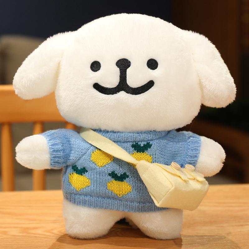 Cute Korean Maltese Dog Plush Toy Stuffed Soft Animal Cartoon Puppy Wear Clothes Pillow Birthday Christmas Gift for Kids